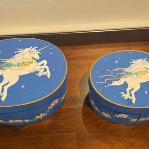 Unk Blue and Gold Unicorn Decorative Boxes